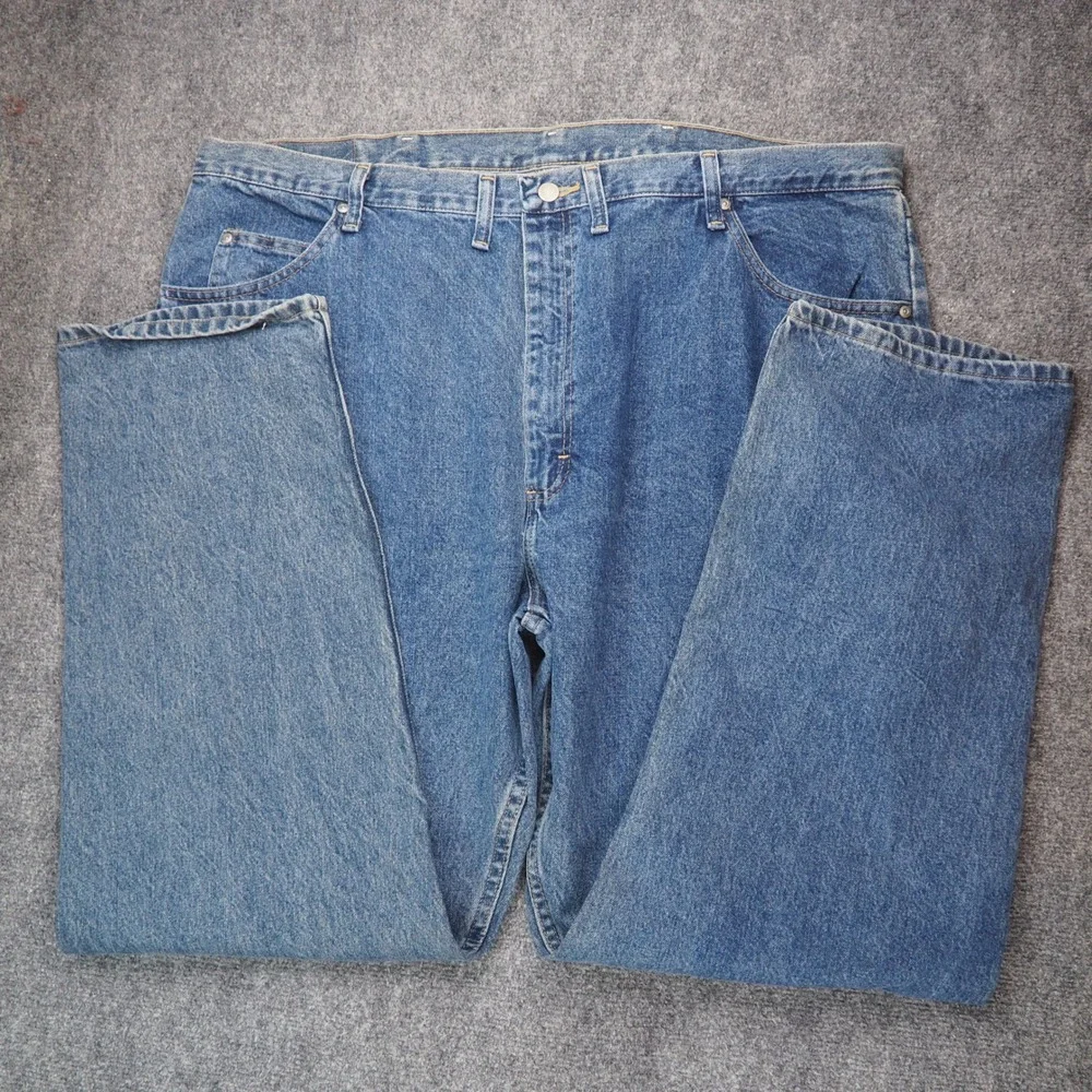 Wrangler Jeans Mens 44x32 Five Star Relaxed Fit Blue Denim 97601VR Western Work